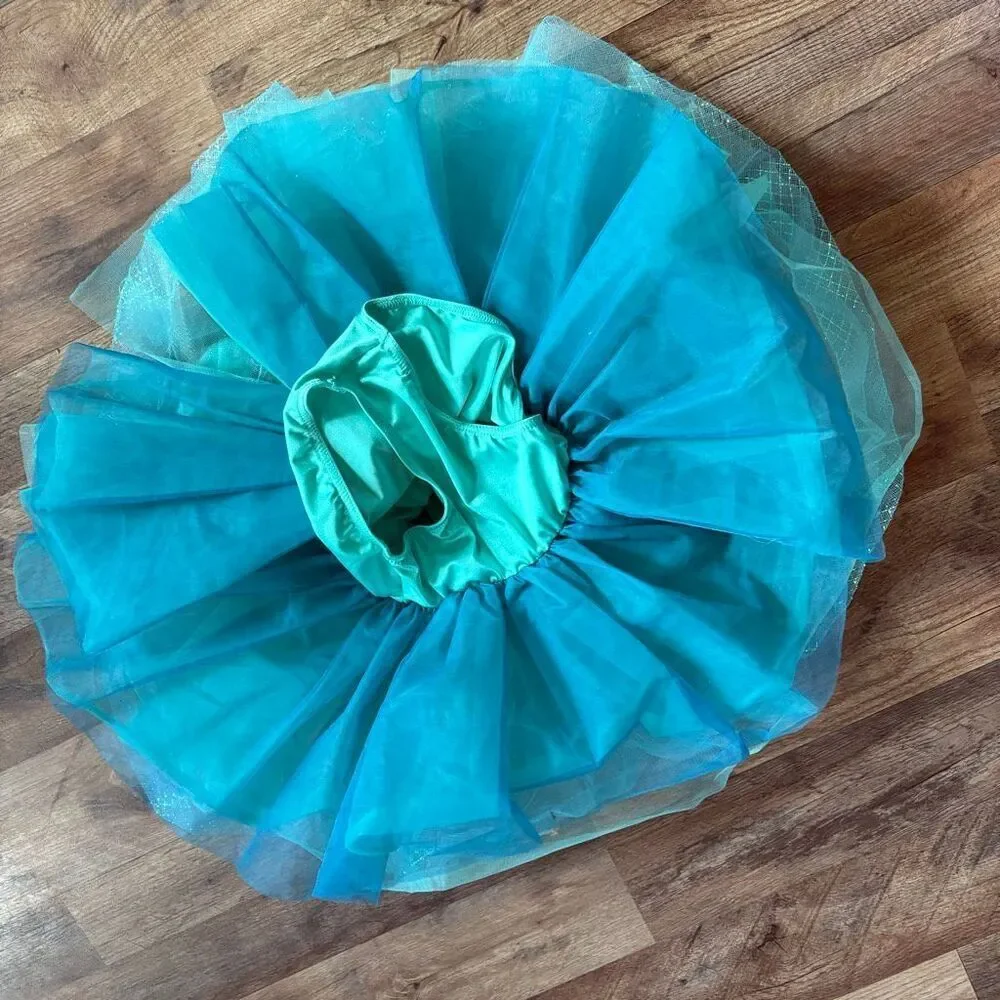 Weissman LC 13557 Turquoise Green Dance Costume Ballet Tutu Floral Mermaid